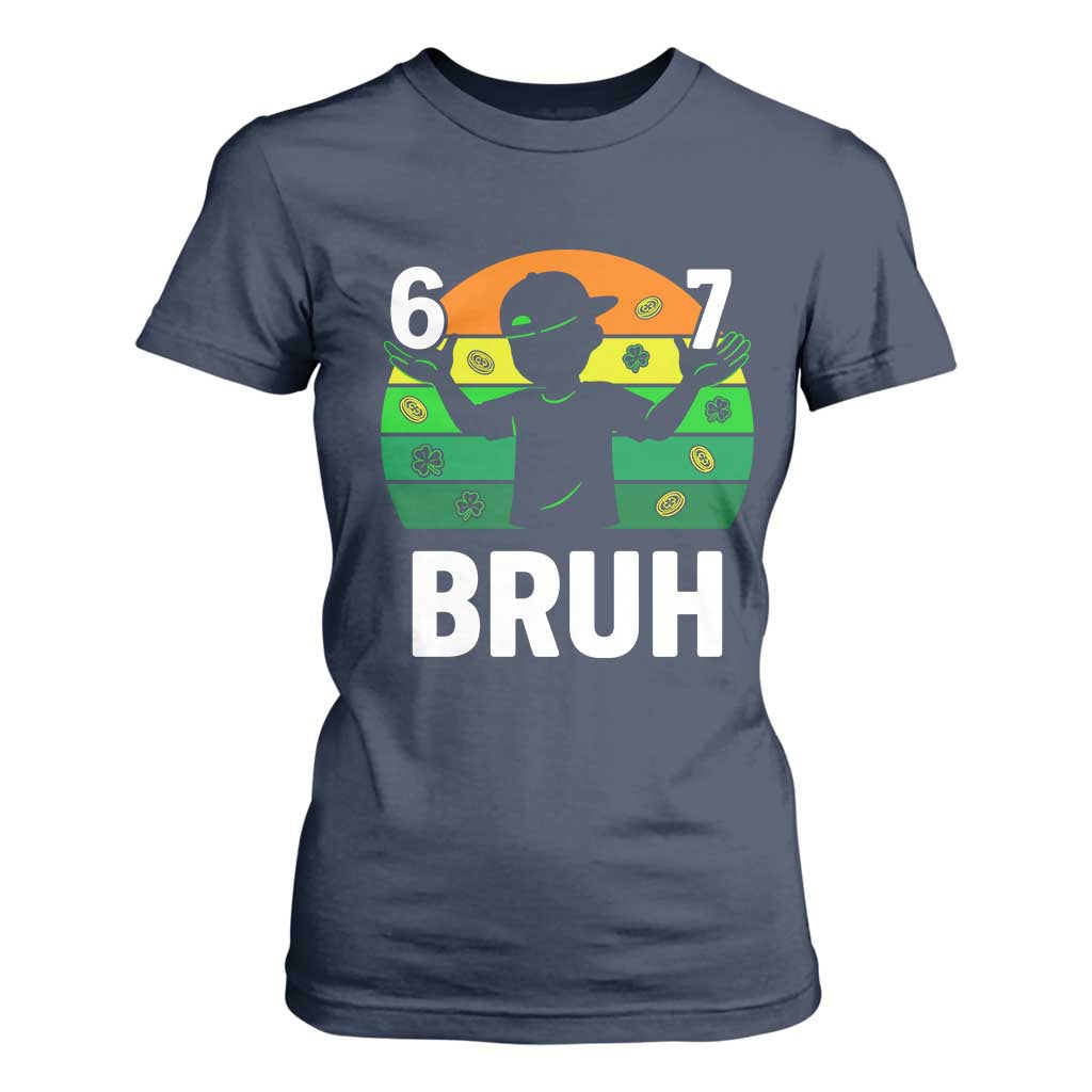 67 Bruh St Patricks Day T Shirt For Women Funny Six Seven Boys Kids Meme TS14 Navy Print Your Wear
