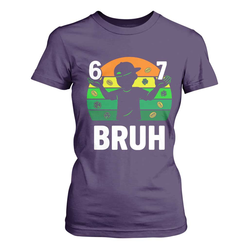 67 Bruh St Patricks Day T Shirt For Women Funny Six Seven Boys Kids Meme TS14 Purple Print Your Wear