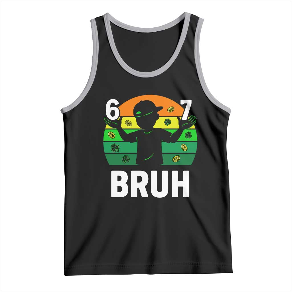 67 Bruh St Patricks Day Tank Top Funny Six Seven Boys Kids Meme TS14 Black Athletic Heather Print Your Wear