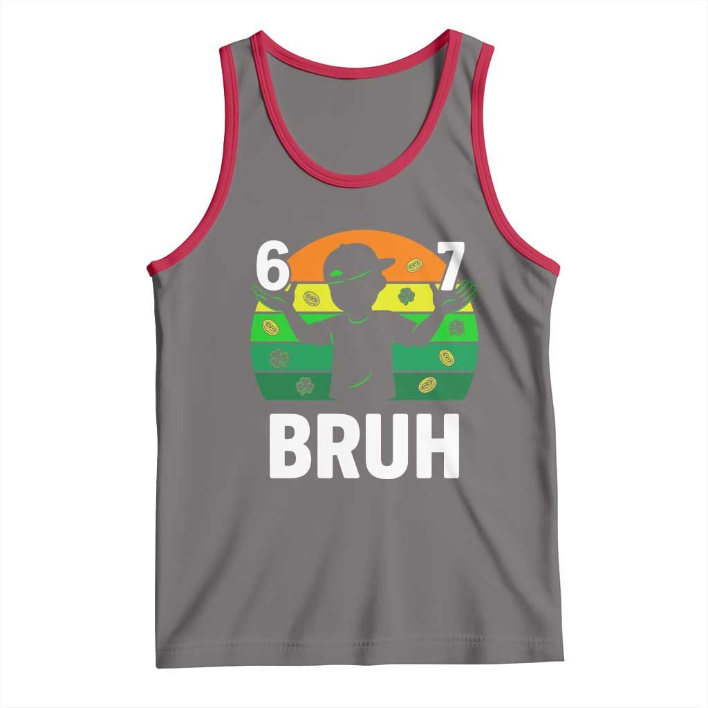 67 Bruh St Patricks Day Tank Top Funny Six Seven Boys Kids Meme TS14 Deep Heather Red Print Your Wear