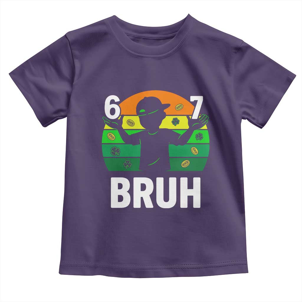 67 Bruh St Patricks Day Toddler T Shirt Funny Six Seven Boys Kids Meme TS14 Purple Print Your Wear