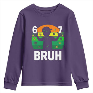 67 Bruh St Patricks Day Youth Sweatshirt Funny Six Seven Boys Kids Meme TS14 Purple Print Your Wear