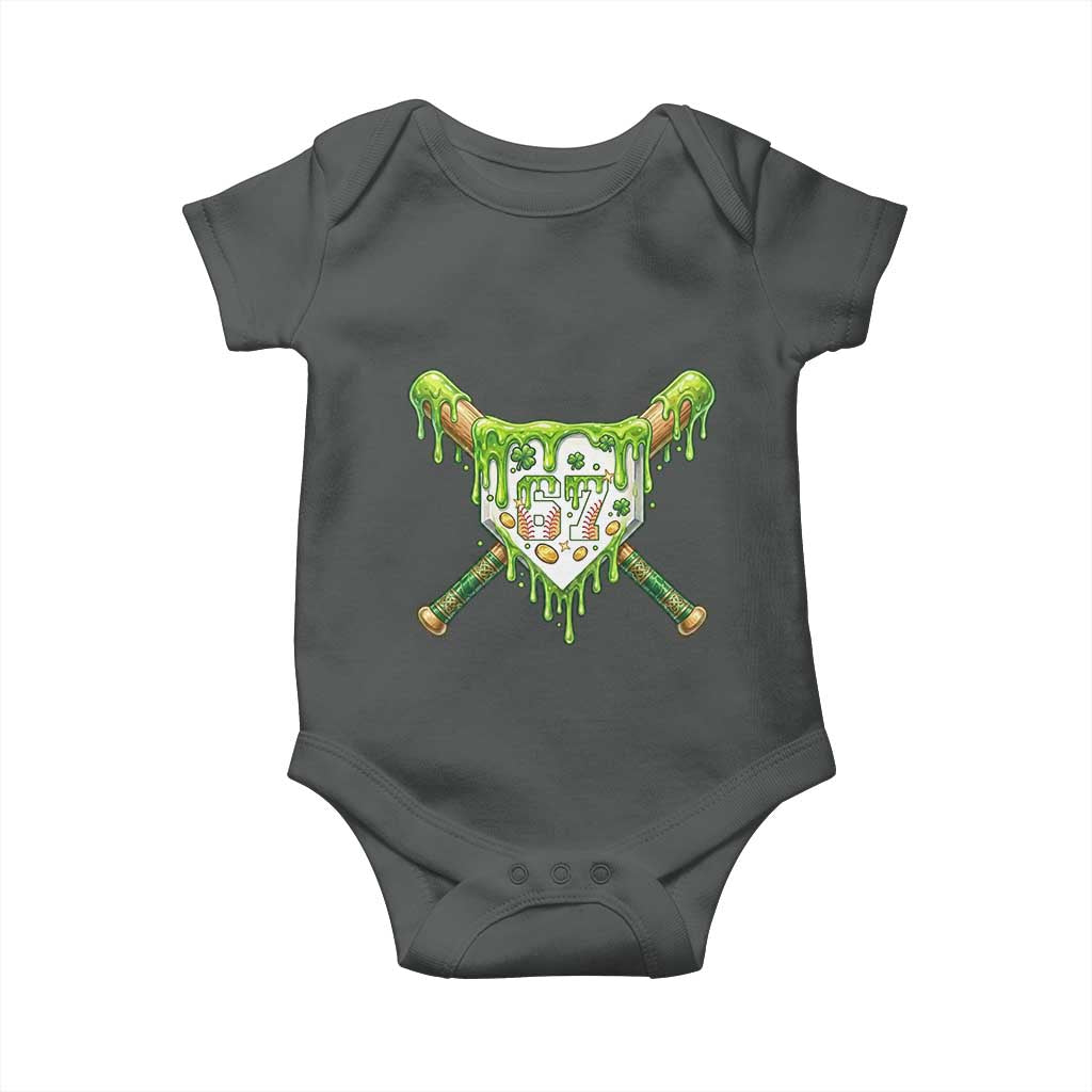67 St Patricks Day Baby Onesie Funny Six Seven Baseball Sport Party Meme TS14 Dark Heather Print Your Wear