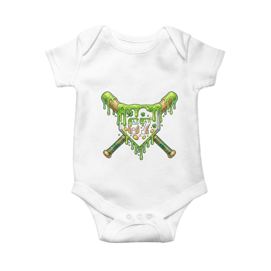 67 St Patricks Day Baby Onesie Funny Six Seven Baseball Sport Party Meme TS14 White Print Your Wear