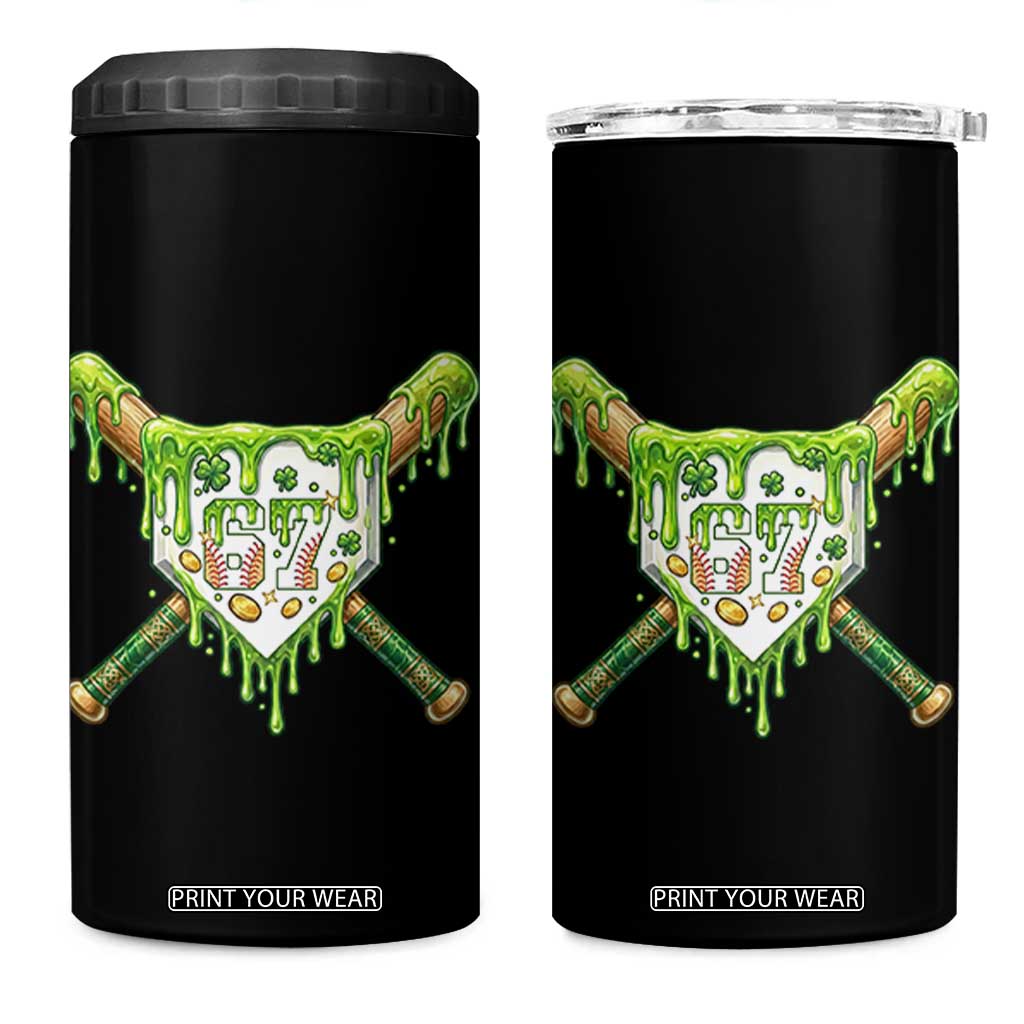 67 St Patricks Day 4 in 1 Can Cooler Tumbler Funny Six Seven Baseball Sport Party Meme TS14 One Size: 16 oz Black Print Your Wear
