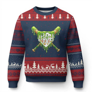 67 St Patricks Day Ugly Christmas Sweater Funny Six Seven Baseball Sport Party Meme TS14 Navy Red Print Your Wear