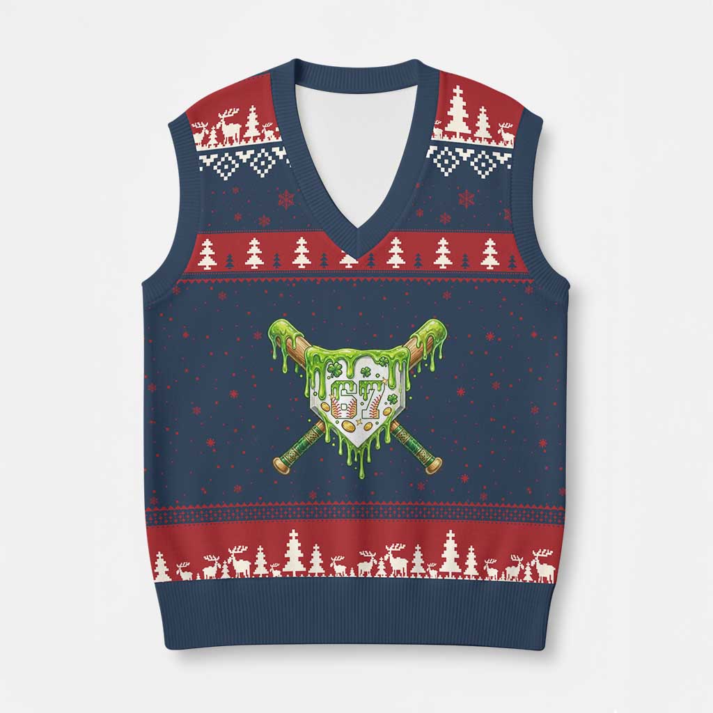 67 St Patricks Day V-Neck Knit Sweater Vest Funny Six Seven Baseball Sport Party Meme TS14 Navy Red Print Your Wear