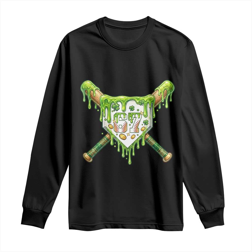 67 St Patricks Day Long Sleeve Shirt Funny Six Seven Baseball Sport Party Meme TS14 Black Print Your Wear