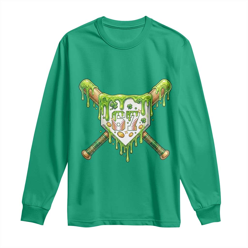 67 St Patricks Day Long Sleeve Shirt Funny Six Seven Baseball Sport Party Meme TS14 Irish Green Print Your Wear