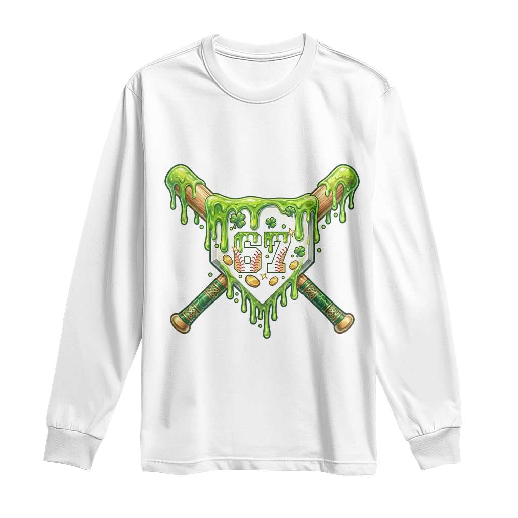 67 St Patricks Day Long Sleeve Shirt Funny Six Seven Baseball Sport Party Meme TS14 White Print Your Wear
