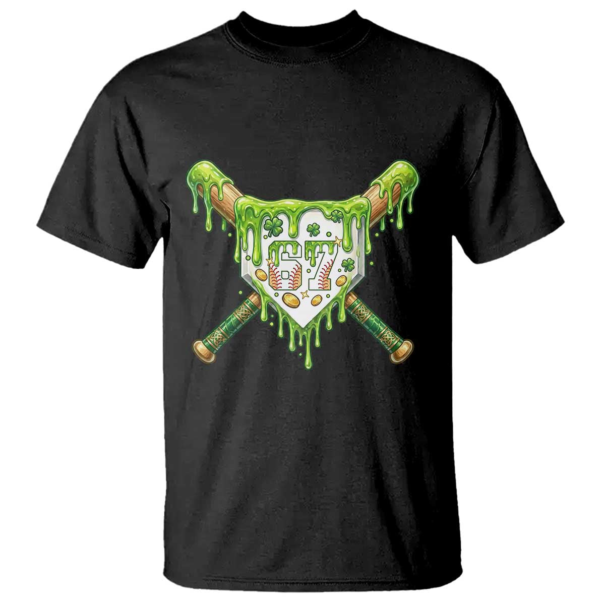67 St Patricks Day T Shirt Funny Six Seven Baseball Sport Party Meme TS14 Black Print Your Wear
