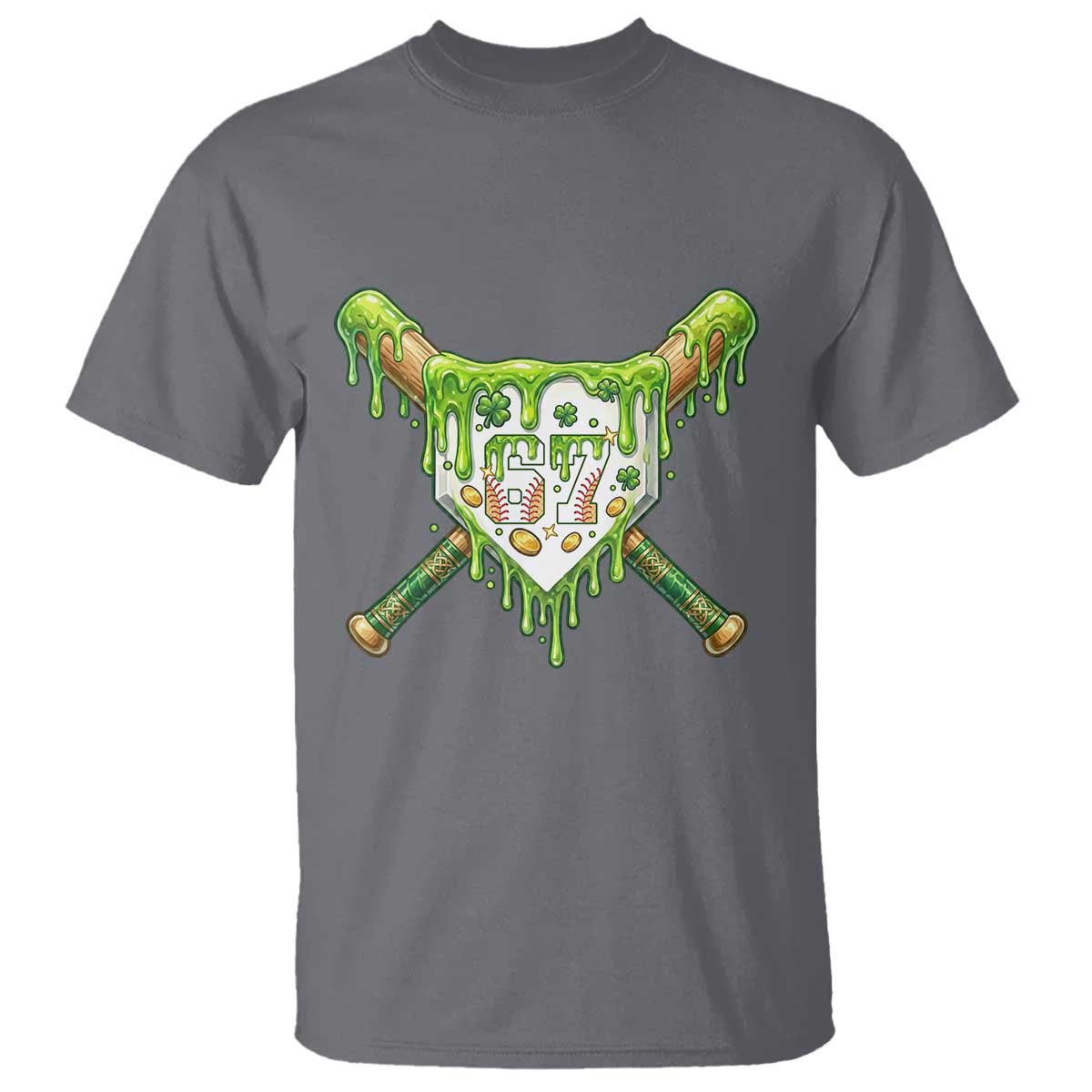 67 St Patricks Day T Shirt Funny Six Seven Baseball Sport Party Meme TS14 Charcoal Print Your Wear