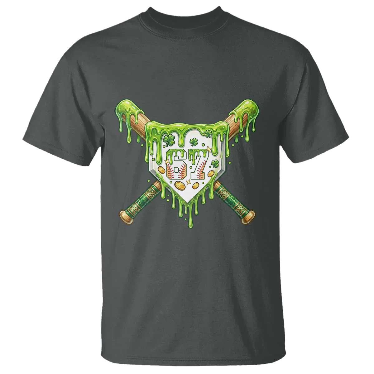 67 St Patricks Day T Shirt Funny Six Seven Baseball Sport Party Meme TS14 Dark Heather Print Your Wear