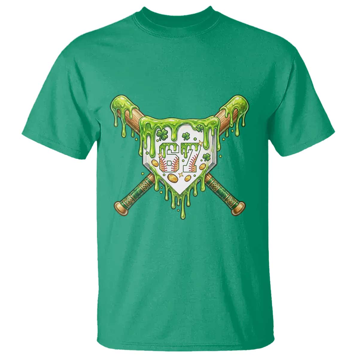 67 St Patricks Day T Shirt Funny Six Seven Baseball Sport Party Meme TS14 Irish Green Print Your Wear