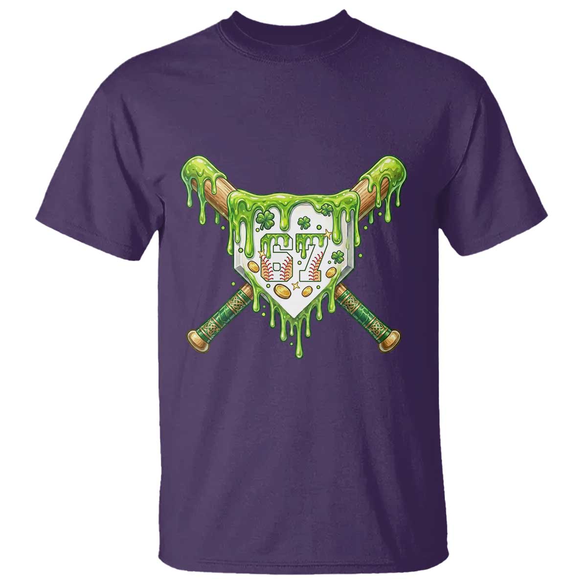 67 St Patricks Day T Shirt Funny Six Seven Baseball Sport Party Meme TS14 Purple Print Your Wear