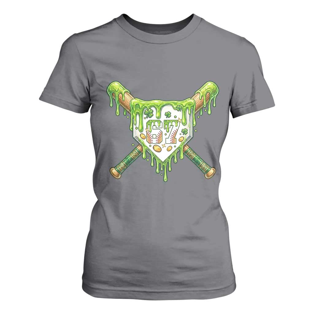 67 St Patricks Day T Shirt For Women Funny Six Seven Baseball Sport Party Meme TS14 Charcoal Print Your Wear