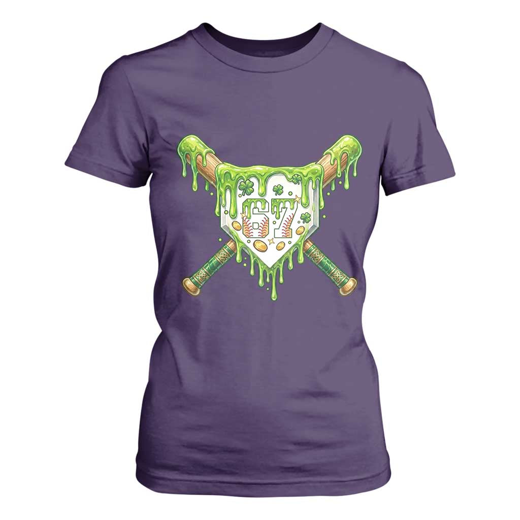 67 St Patricks Day T Shirt For Women Funny Six Seven Baseball Sport Party Meme TS14 Purple Print Your Wear