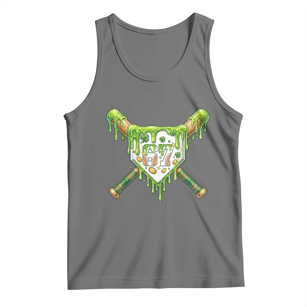 67 St Patricks Day Tank Top Funny Six Seven Baseball Sport Party Meme TS14 Black Heather Print Your Wear