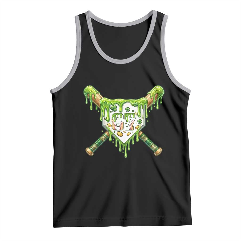 67 St Patricks Day Tank Top Funny Six Seven Baseball Sport Party Meme TS14 Black Athletic Heather Print Your Wear
