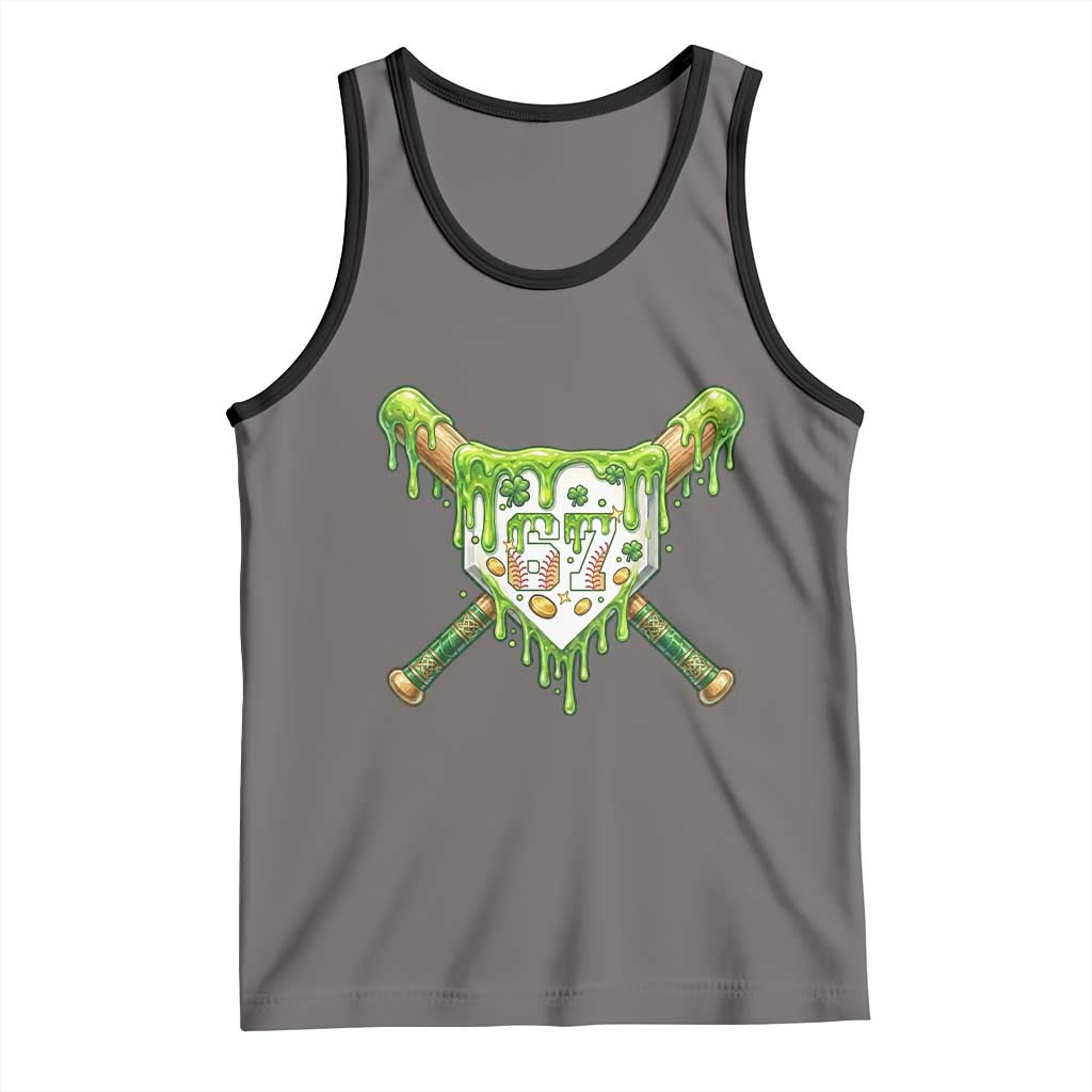 67 St Patricks Day Tank Top Funny Six Seven Baseball Sport Party Meme TS14 Deep Heather Black Print Your Wear