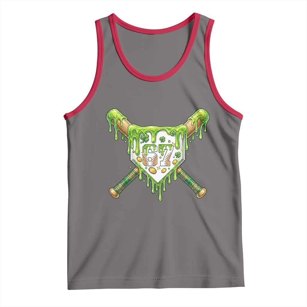 67 St Patricks Day Tank Top Funny Six Seven Baseball Sport Party Meme TS14 Deep Heather Red Print Your Wear