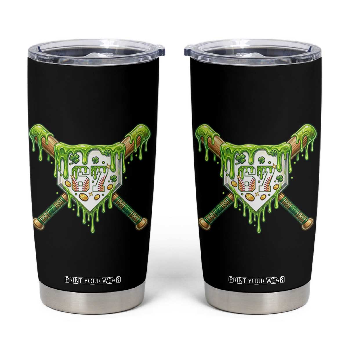 67 St Patricks Day Tumbler Cup Funny Six Seven Baseball Sport Party Meme TS14 Black Print Your Wear