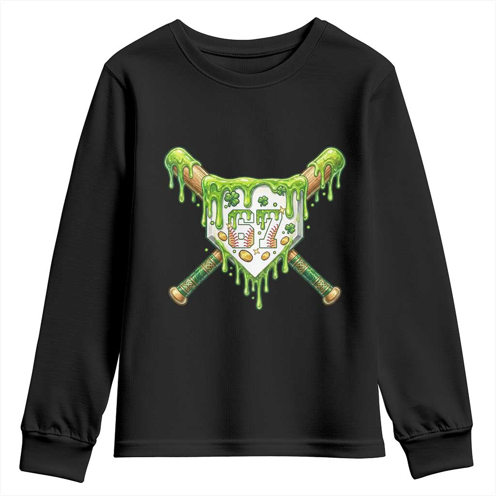 67 St Patricks Day Youth Sweatshirt Funny Six Seven Baseball Sport Party Meme TS14 Black Print Your Wear