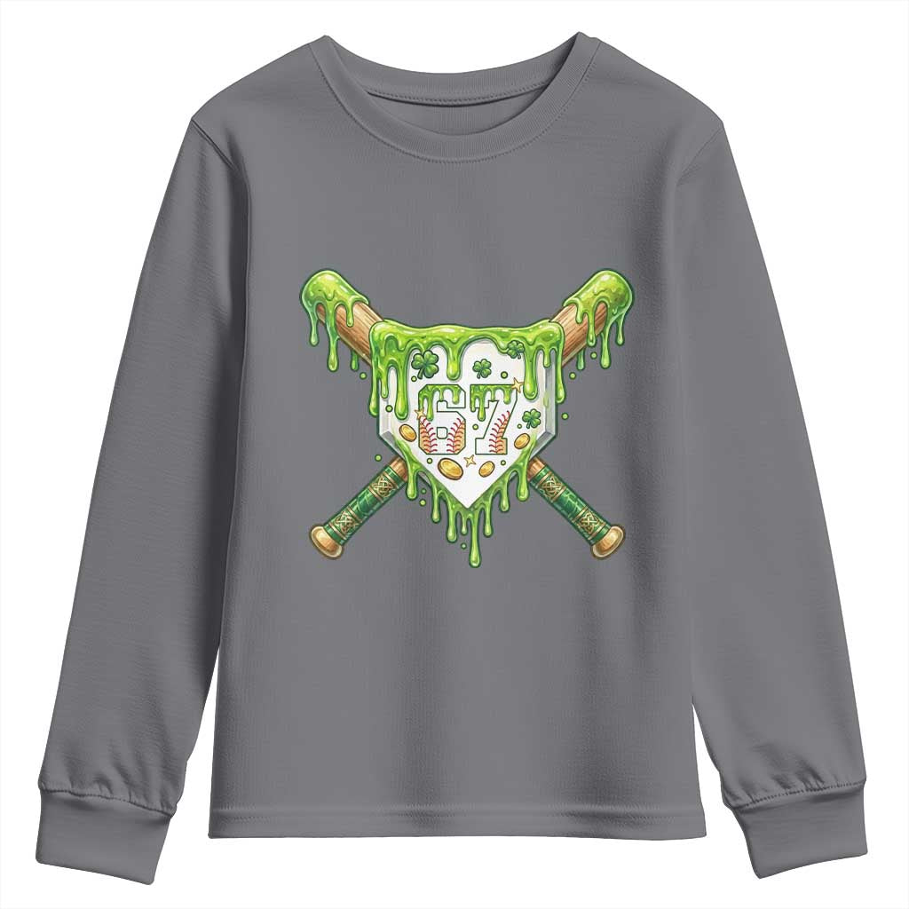 67 St Patricks Day Youth Sweatshirt Funny Six Seven Baseball Sport Party Meme TS14 Charcoal Print Your Wear