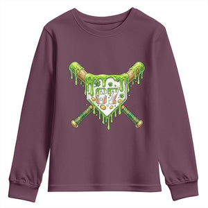 67 St Patricks Day Youth Sweatshirt Funny Six Seven Baseball Sport Party Meme TS14 Maroon Print Your Wear