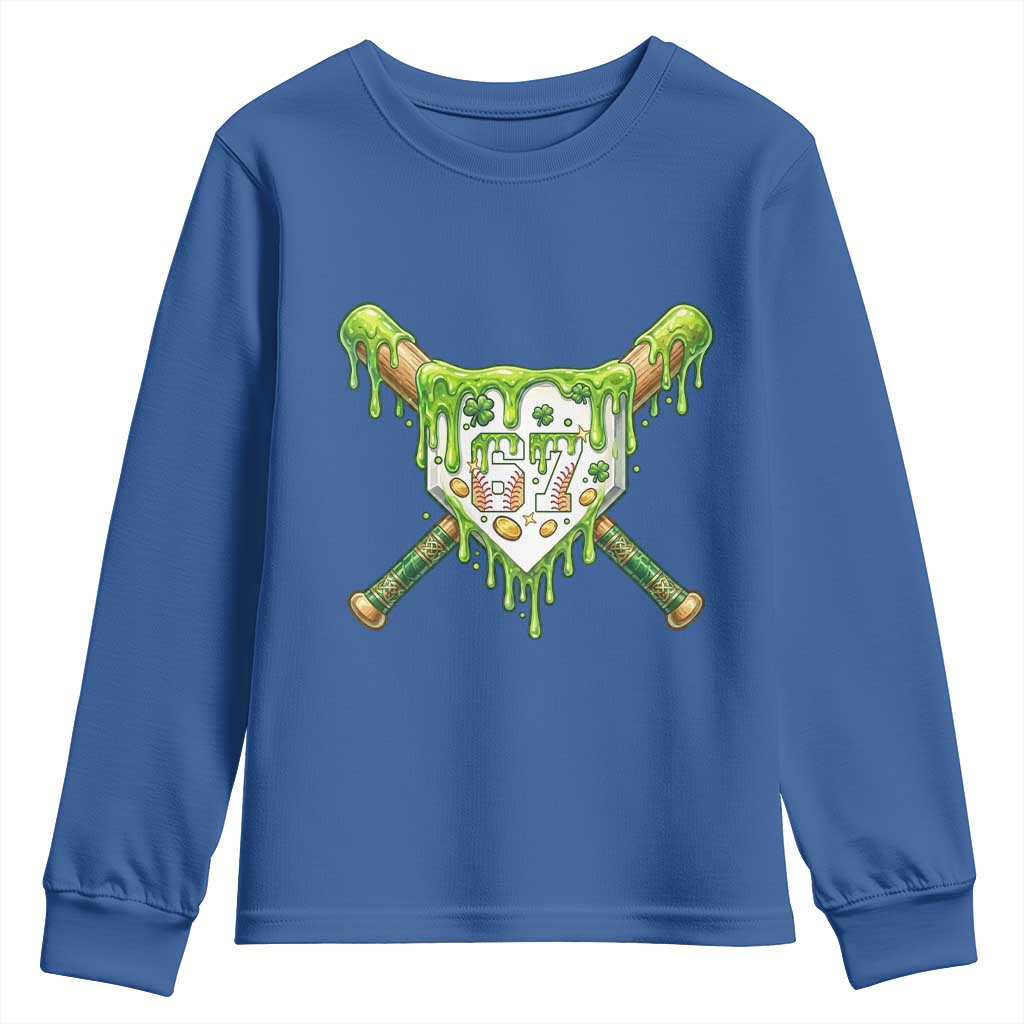 67 St Patricks Day Youth Sweatshirt Funny Six Seven Baseball Sport Party Meme TS14 Royal Blue Print Your Wear