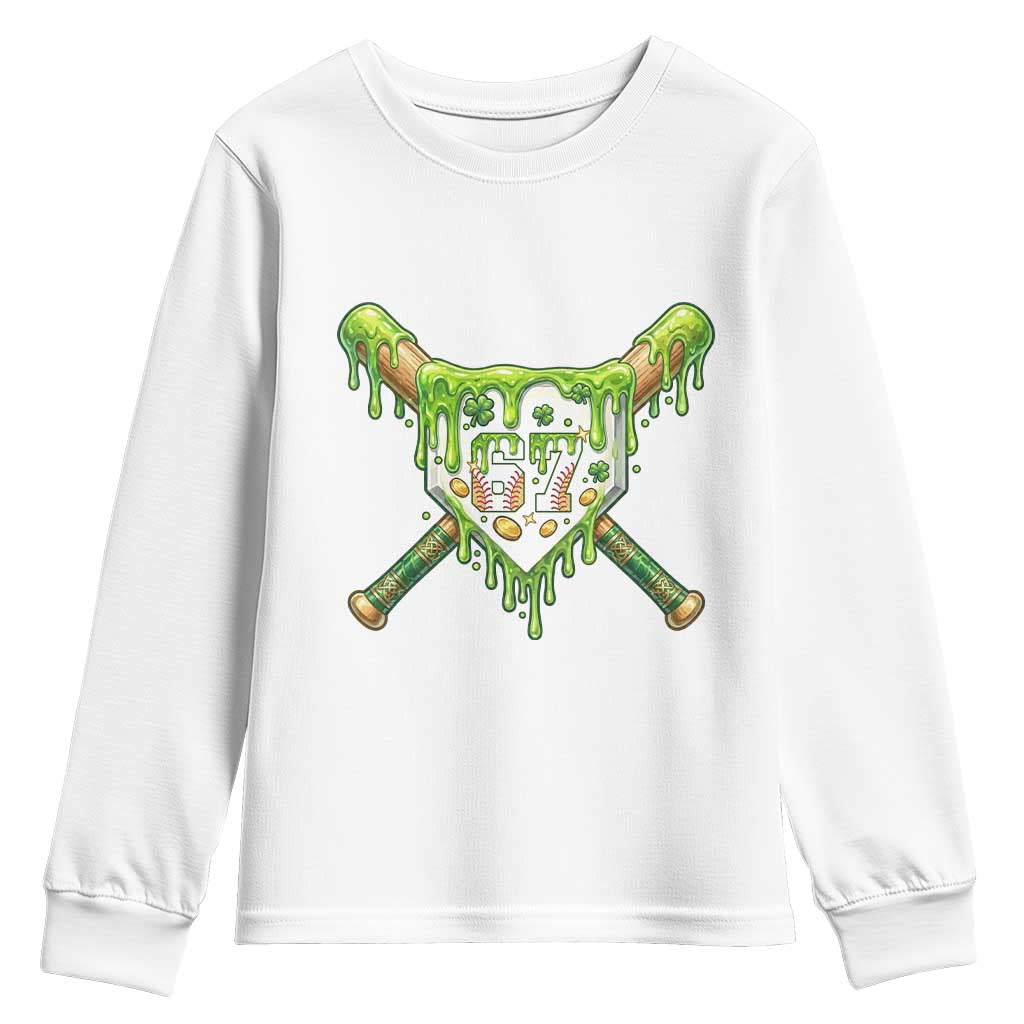 67 St Patricks Day Youth Sweatshirt Funny Six Seven Baseball Sport Party Meme TS14 White Print Your Wear