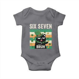 67 Bruh St Patricks Day Baby Onesie Funny Cat Bruh Six Seven Meme TS14 Charcoal Print Your Wear