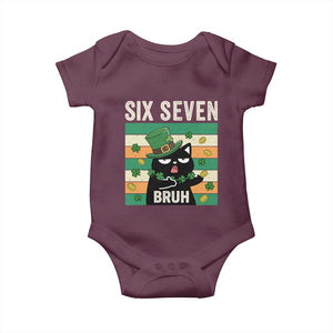67 Bruh St Patricks Day Baby Onesie Funny Cat Bruh Six Seven Meme TS14 Maroon Print Your Wear