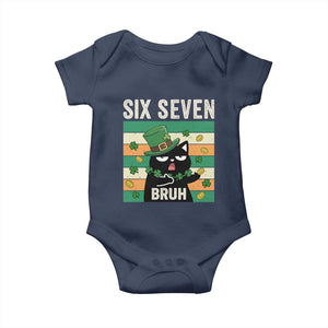 67 Bruh St Patricks Day Baby Onesie Funny Cat Bruh Six Seven Meme TS14 Navy Print Your Wear