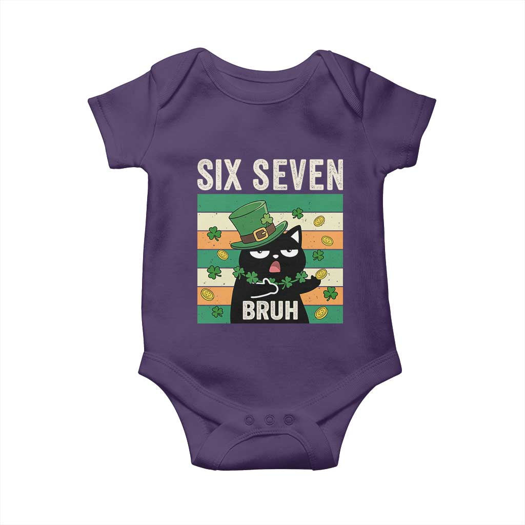 67 Bruh St Patricks Day Baby Onesie Funny Cat Bruh Six Seven Meme TS14 Purple Print Your Wear