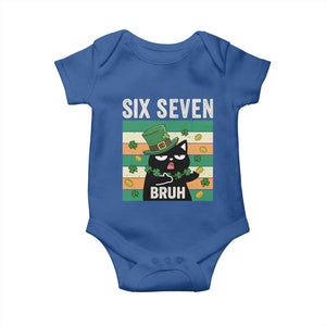 67 Bruh St Patricks Day Baby Onesie Funny Cat Bruh Six Seven Meme TS14 Royal Blue Print Your Wear