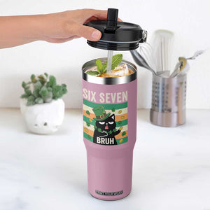 67 Bruh St Patricks Day Flip Straw Tumbler Funny Cat Bruh Six Seven Meme TS14 One Size: 30 oz Light Pink Print Your Wear