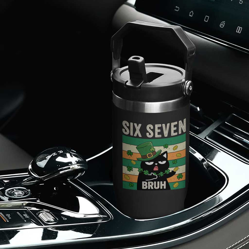 67 Bruh St Patricks Day Flip Straw Tumbler Funny Cat Bruh Six Seven Meme TS14 Print Your Wear