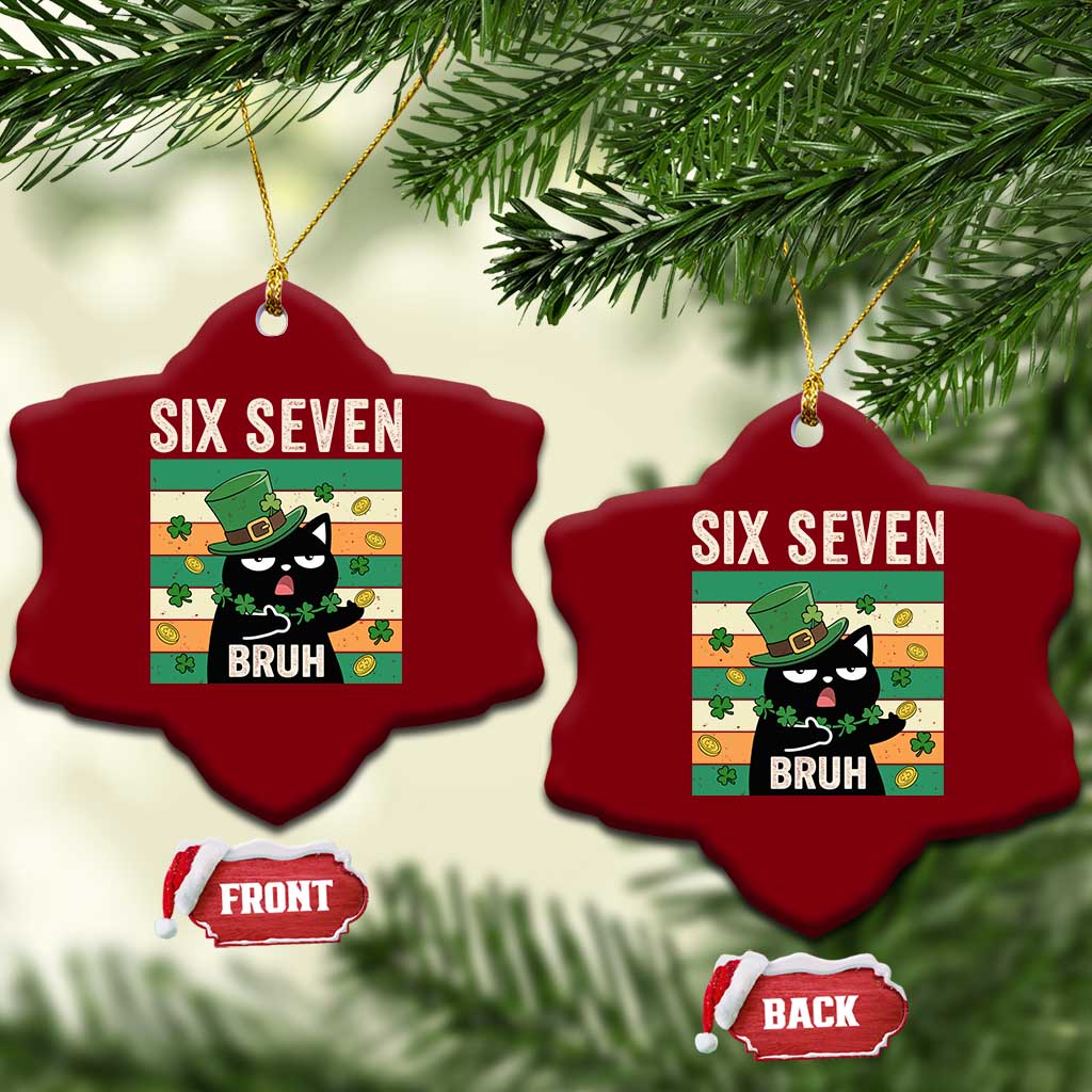 67 Bruh St Patricks Day Ceramic Ornament Funny Cat Bruh Six Seven Meme TS14 Print Your Wear