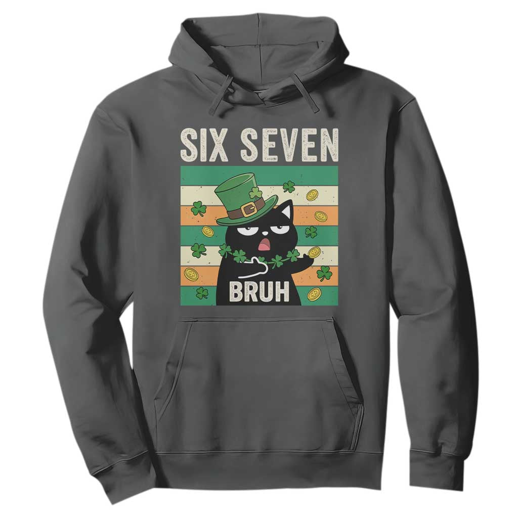 67 Bruh St Patricks Day Hoodie Funny Cat Bruh Six Seven Meme TS14 Dark Heather Print Your Wear