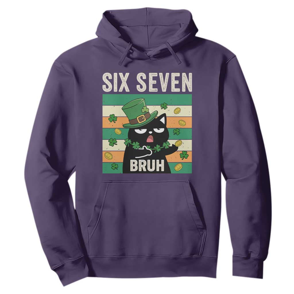 67 Bruh St Patricks Day Hoodie Funny Cat Bruh Six Seven Meme TS14 Purple Print Your Wear
