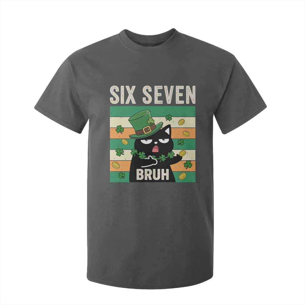 67 Bruh St Patricks Day T Shirt For Kid Funny Cat Bruh Six Seven Meme TS14 Dark Heather Print Your Wear