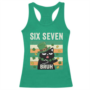 67 Bruh St Patricks Day Racerback Tank Top Funny Cat Bruh Six Seven Meme TS14 Irish Green Print Your Wear