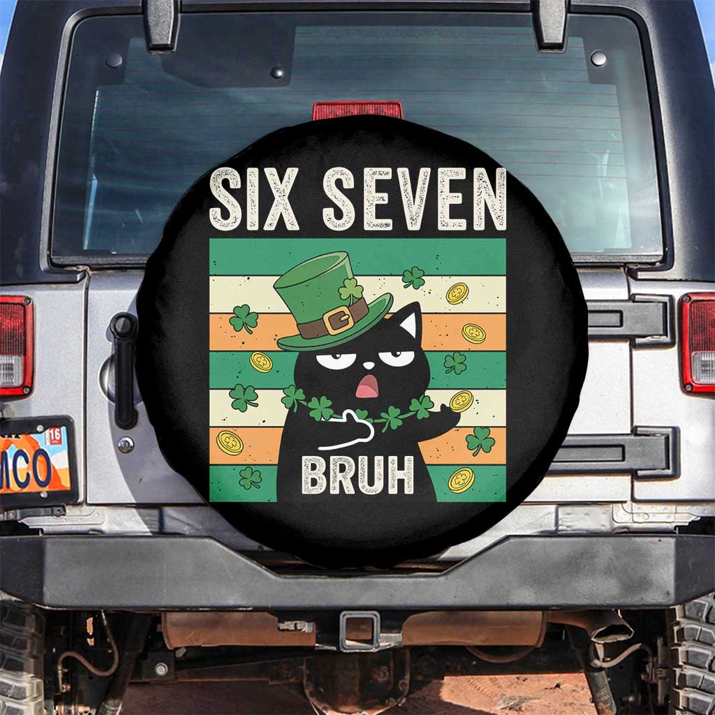 67 Bruh St Patricks Day Spare Tire Cover Funny Cat Bruh Six Seven Meme TS14 No hole Black Print Your Wear