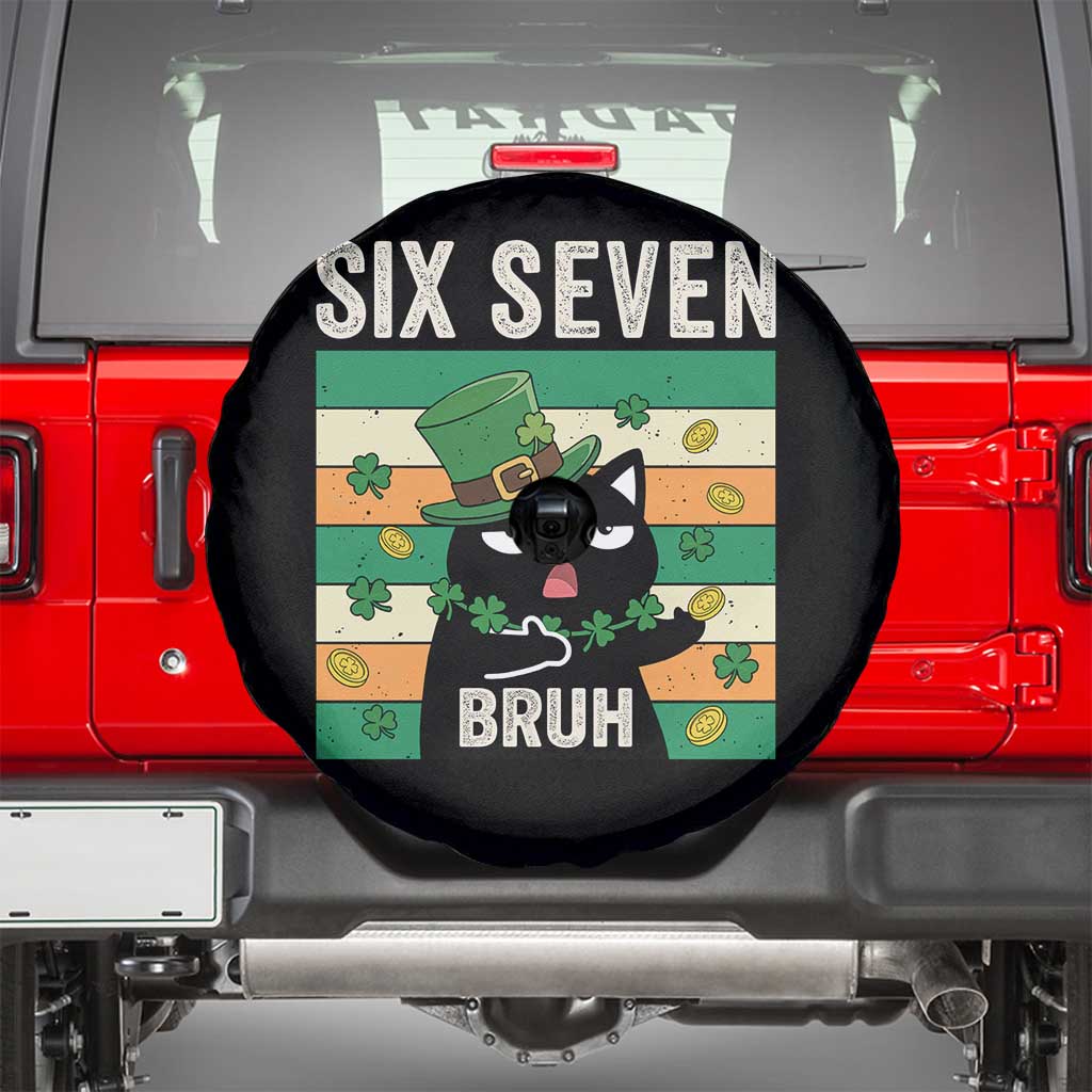 67 Bruh St Patricks Day Spare Tire Cover Funny Cat Bruh Six Seven Meme TS14 Black Print Your Wear