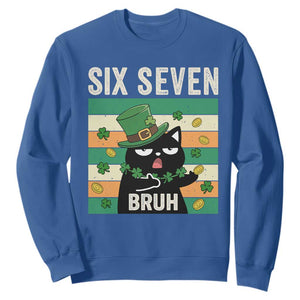 67 Bruh St Patricks Day Sweatshirt Funny Cat Bruh Six Seven Meme TS14 Royal Blue Print Your Wear