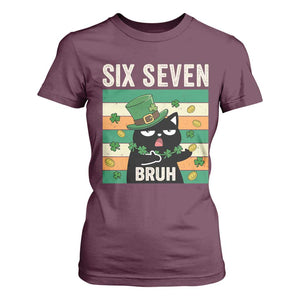 67 Bruh St Patricks Day T Shirt For Women Funny Cat Bruh Six Seven Meme TS14 Maroon Print Your Wear