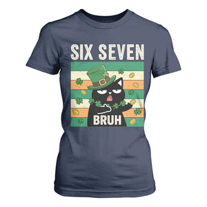 67 Bruh St Patricks Day T Shirt For Women Funny Cat Bruh Six Seven Meme TS14 Navy Print Your Wear