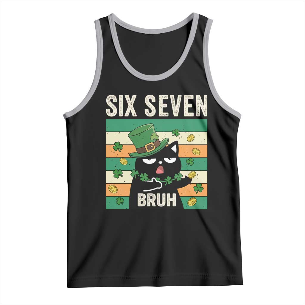 67 Bruh St Patricks Day Tank Top Funny Cat Bruh Six Seven Meme TS14 Black Athletic Heather Print Your Wear