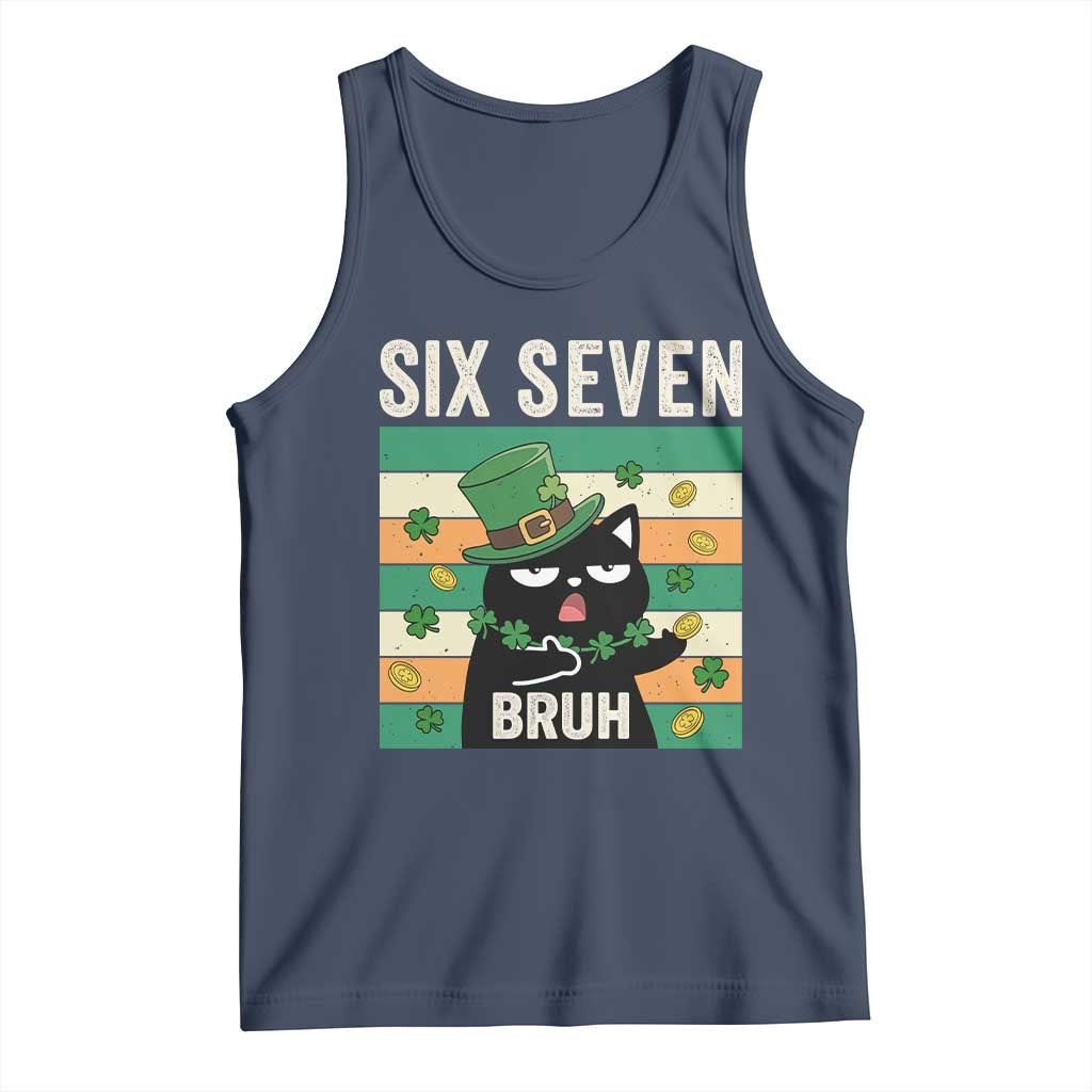 67 Bruh St Patricks Day Tank Top Funny Cat Bruh Six Seven Meme TS14 Navy Print Your Wear